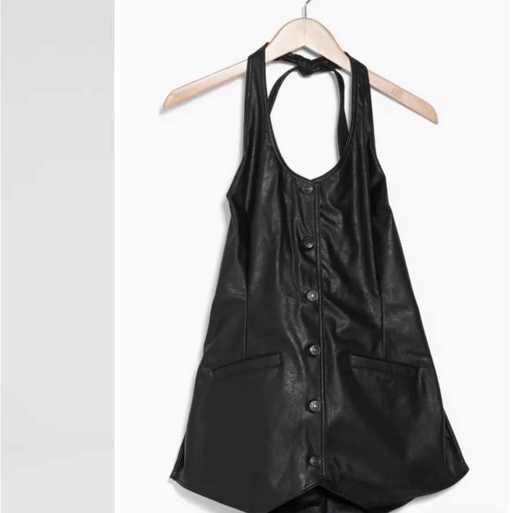 We The Free Black Faux Leather Romper
